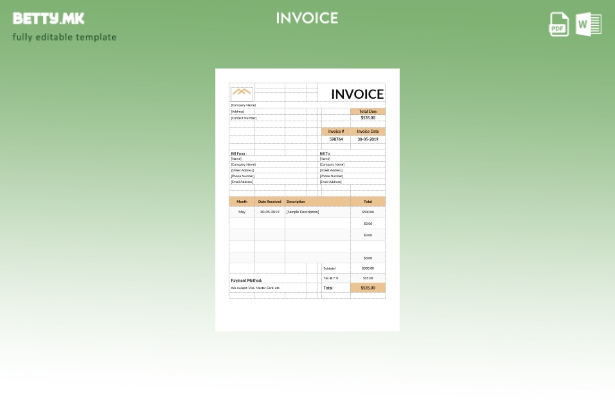 Шаблон за месечна фактура за кирија во модерен стил